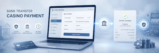 Bank transfer casino payment and online banking screen