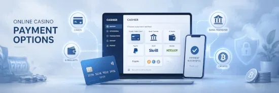 Casino payment methods with cards, wallets, banks, and crypto